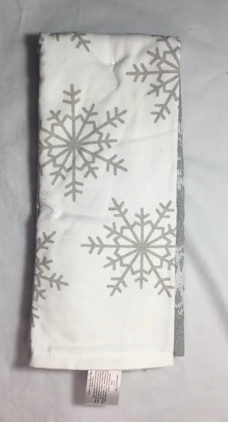 Snowflake Kitchen Towels Christmas, New St. Nicholas Square gray & white, cotton