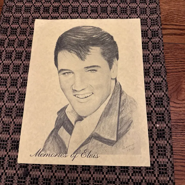 Elvis Presley Sketch Photo from Graceland “ Memories Of Elvis” 1978