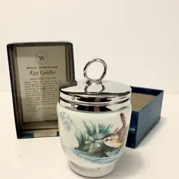 VTG Royal Worcester Egg Coddler Cup King Sized Porcelain  Wren Finches England