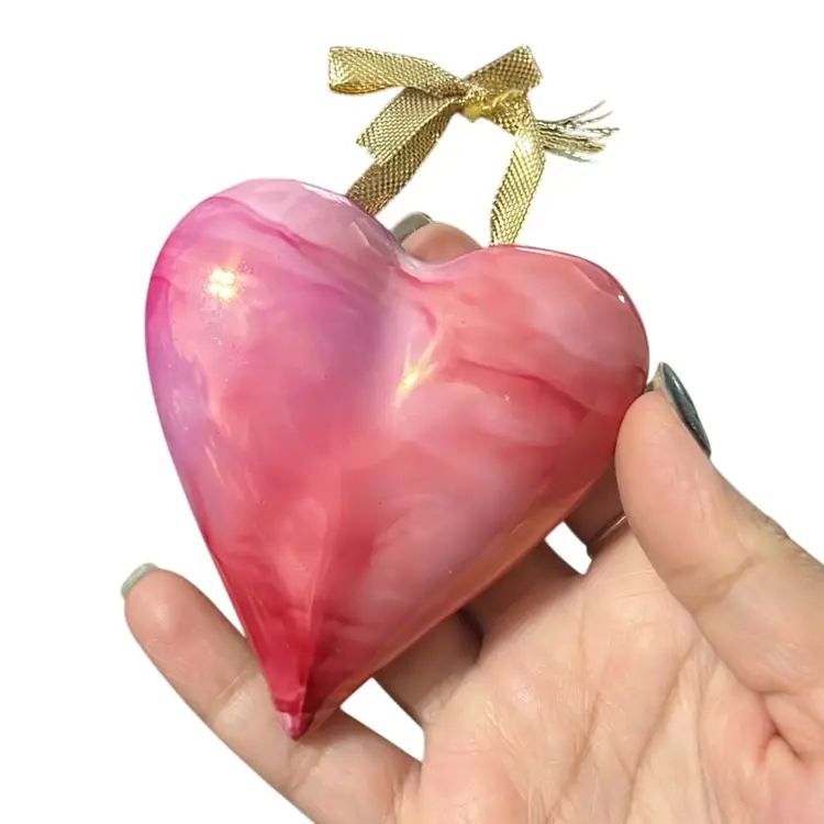 Susie Groover Ceramic Hand-painted Heart Ornament w Tag