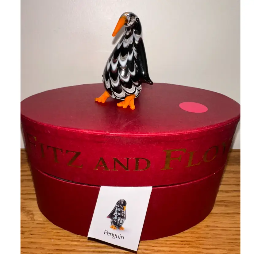 Fitz And Floyd Glass Menagerie Penguin Hand Blown Glass Art In Box