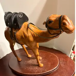 Leather Wrapped Camel With Saddle And Harness
