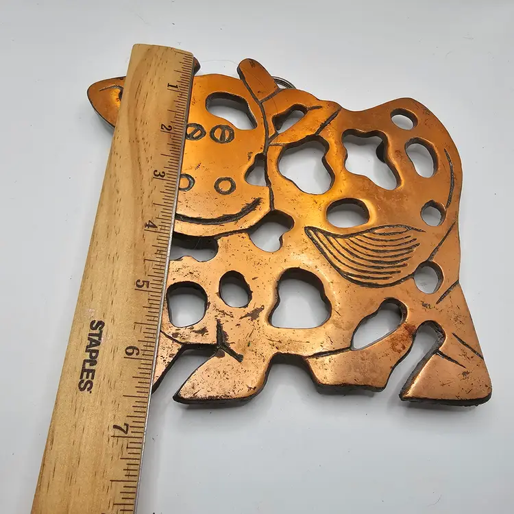 Vintage Cast iron cow copper Trivet wall hanging 1995 ODI