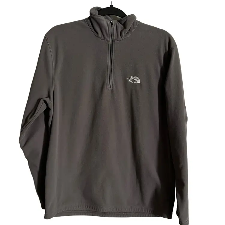 The North Face TKA100 Fleece Pullover Sweatshirt 1/4 Zip Gray Mens Size Medium