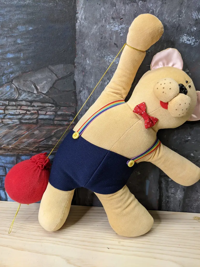 Dakin Bear 1983 Flying Fantasies Scooter with Balloon Circus Plush Rainbow VTG Hanging stuffed animal