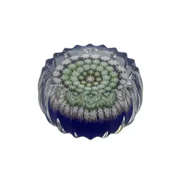 04 Perthshire Concentric Star Millefiori Mini Paperweight 1.75” x 1” tall