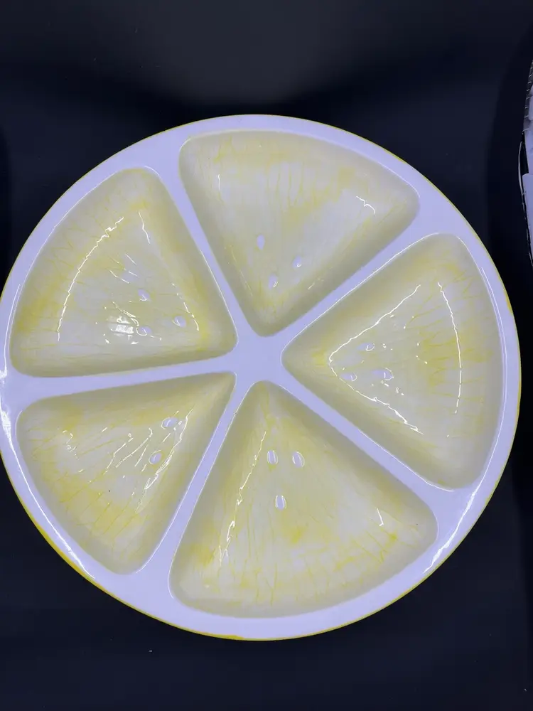Vintage Rubel Ceramic Lemon Slice Divided Serving Dish