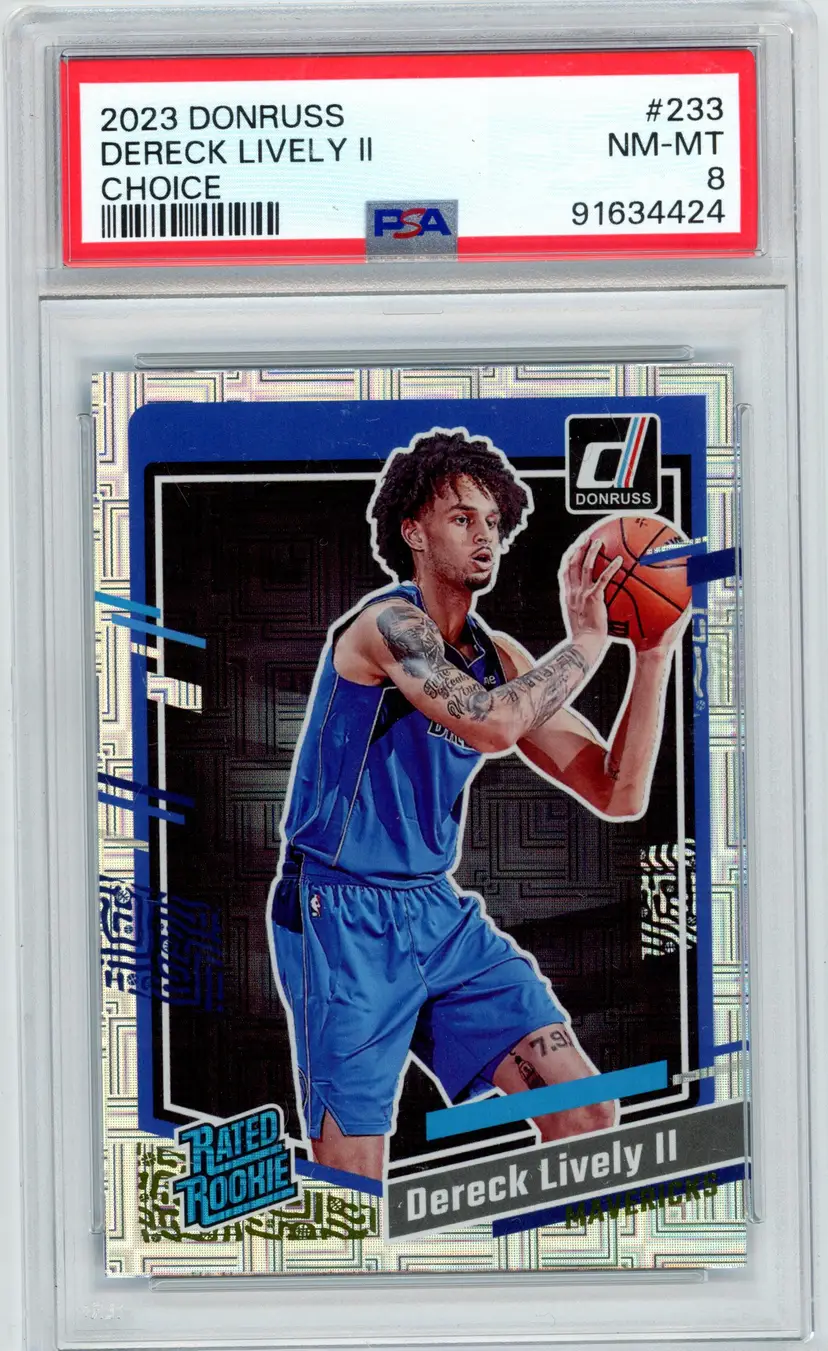 2023 Donruss DERECK LIVELY II Rated Rookie Choice #233 MAVERICKS PSA 8 NM-MT
