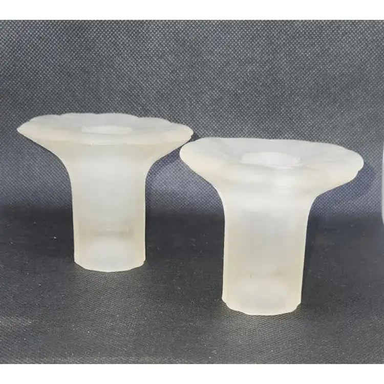 SET OF 2 FROSTED GLASS VINTAGE CANDLE HOLDER