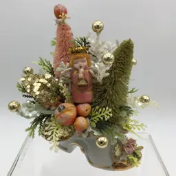 Angel Holiday Assemblage in Porcelain Shoe Handmade by ME! Blush Pink & Gold