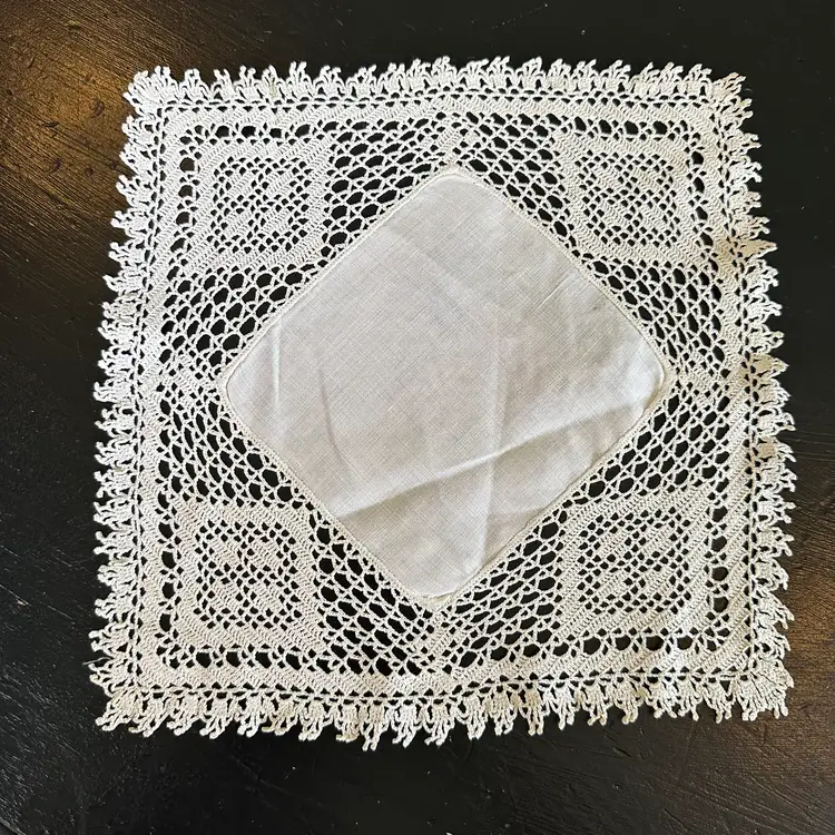 Set of 3 Vintage Square Hand Crocheted Doilies #58