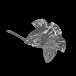 Vintage Clear Art Glass 7" Long Hand Blown Iris Flower With Stem Sculpture