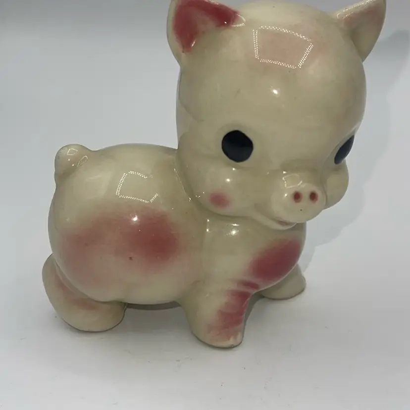 14-VTG 1945 Rempel Diamond Pottery Chubby The Pig figurine Pink 4.5”