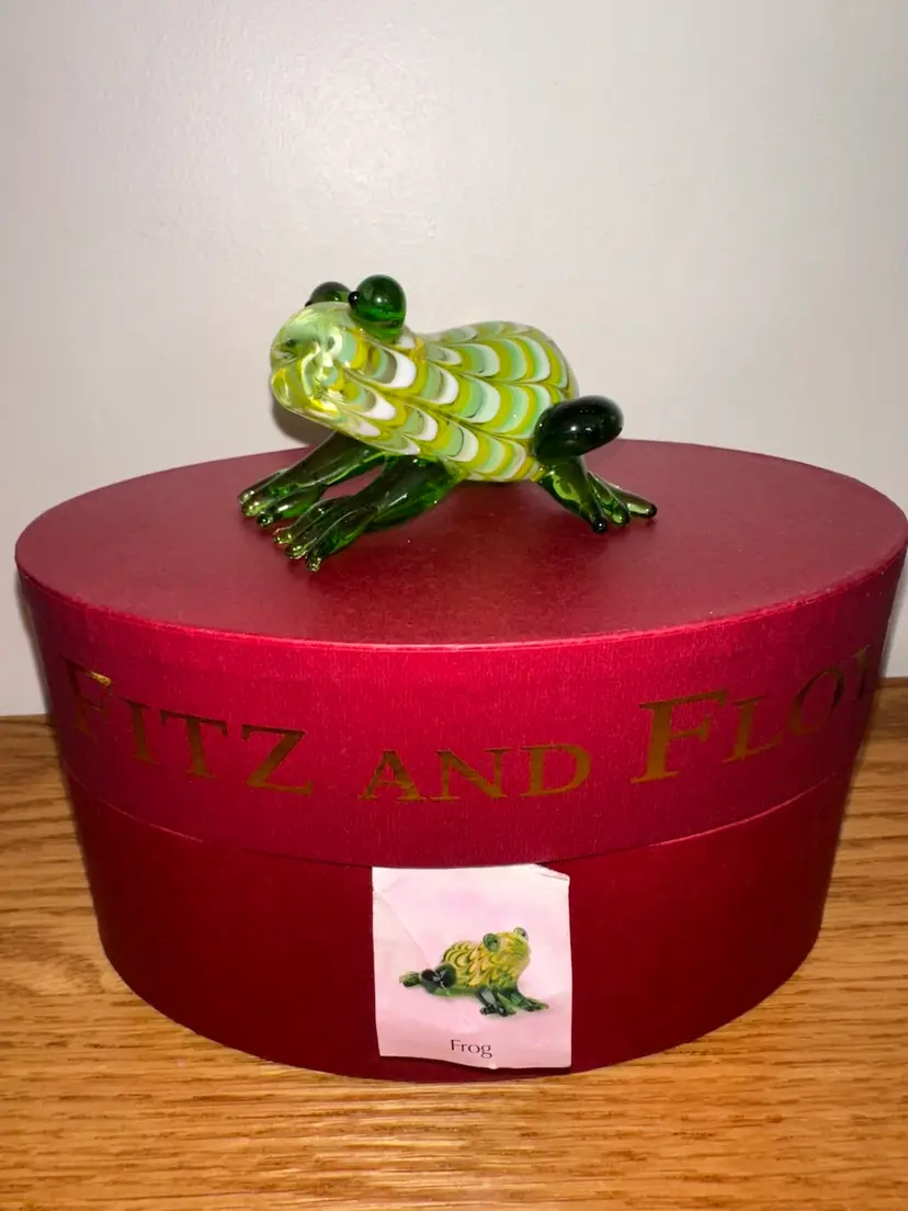 Fitz And Floyd Glass Menagerie Frog Hand Blown Glass Art In Box