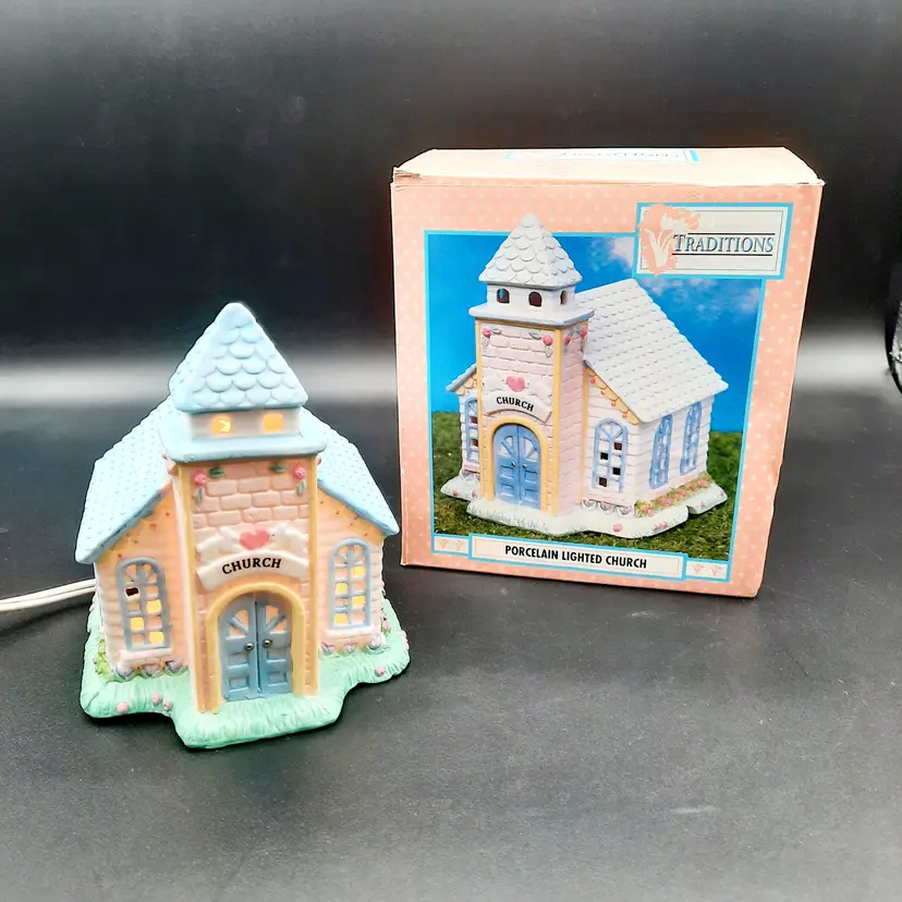 Porcelain Traditions Light Up Village Church Electric