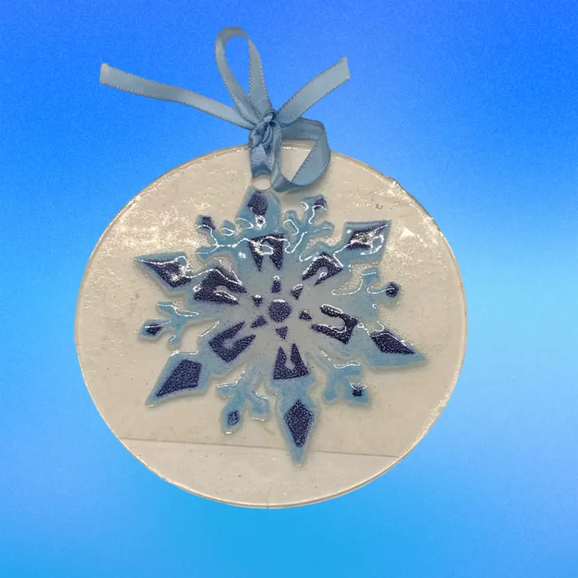 Round Snowflake Ornament fused glass