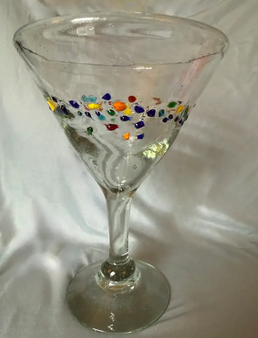 Hand Blown Confetti Martini Glass
