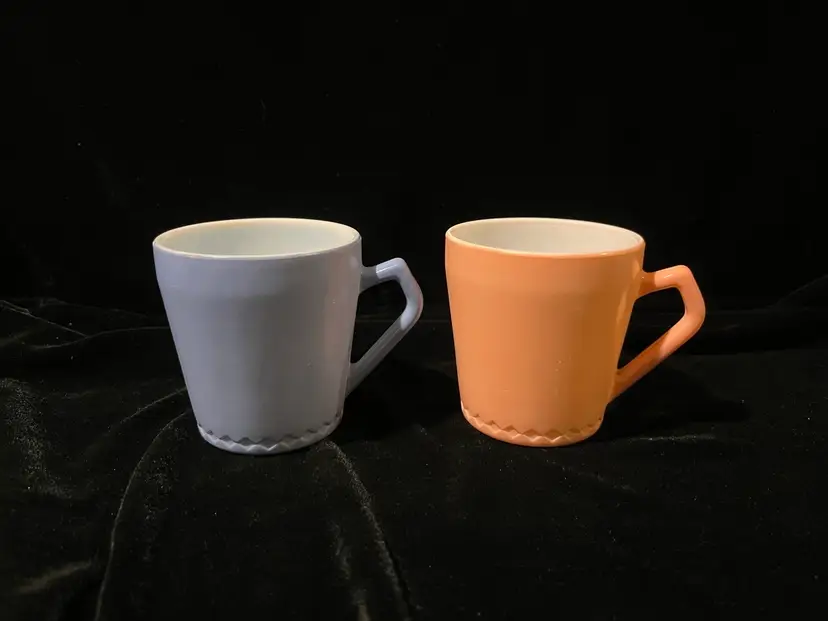 #1507 - Vintage Hazel Atlas Glass Kiddie Ware Child's Mugs w/3 Angle Handle