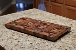 Chaotic end-grain cutting board: 24" x 11.5" x 1.5", integrated Plate-Slide Handles