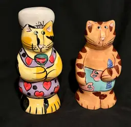 1980 Whimsical Candace Reiter for Catzilla, ‘Chef And Waiter’ ~” S & P Shakers
