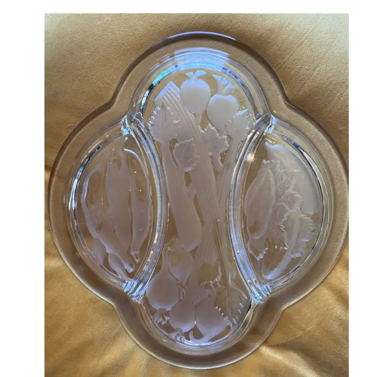 Mid-Century Reversed Etched Vegetable Serving Dish