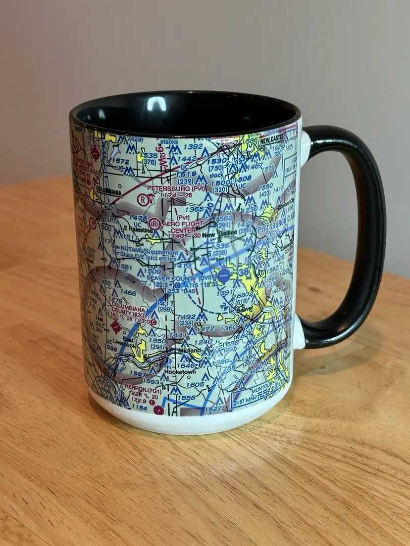Western Pa. Eastern Ohio Sectional Aeronautical Chart Coffee Mug Aviation Pilot