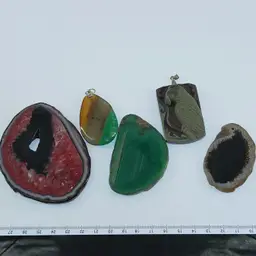 5 Gemstone Sliced and Polished Pendants