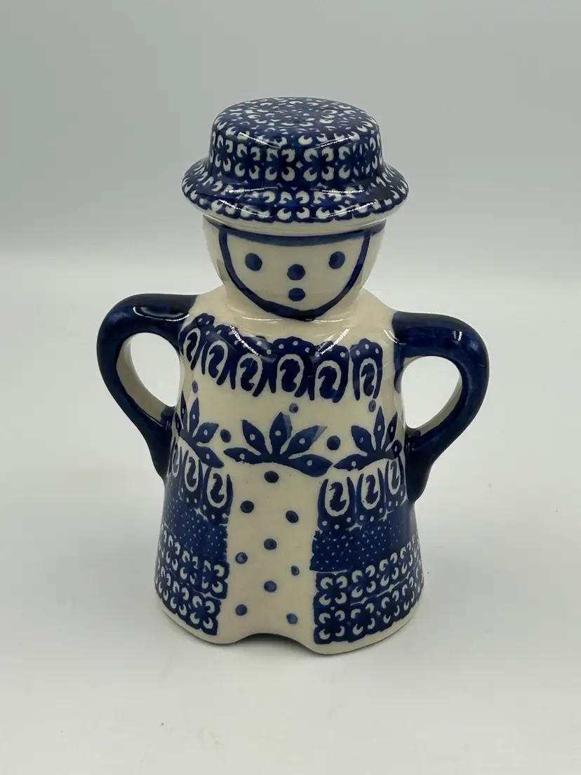 Boleslawiec pepper shaker made in Poland, ceramic art pottery signed