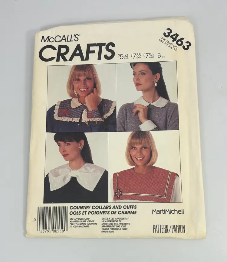 Vintage McCalls Crafts Sewing Pattern 3463 Country Collars and Cuffs