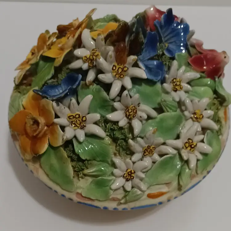 Beautiful Vintage Capodimonte Style 2 Pc. Dish Made in Italy; Colors Are Stunning!