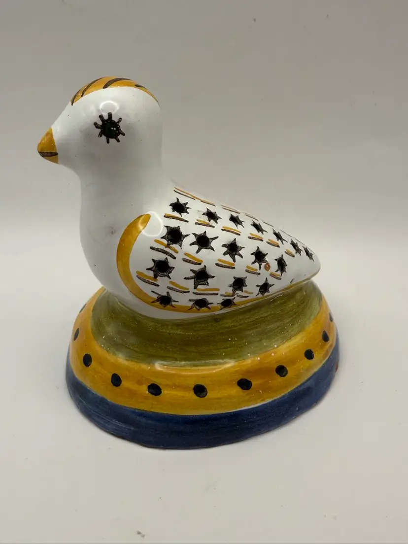 Portugal Folk Art Pottery Bird Potpourri Fragrance Powder Holder