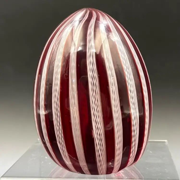 Italian Red And White Striped Paper Weight