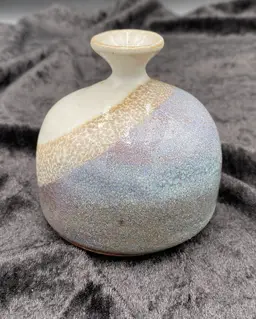 Vintage Studio Pottery Stoneware Craft Bud Vase, Dip Glazes, 3.2" Tall, Signed