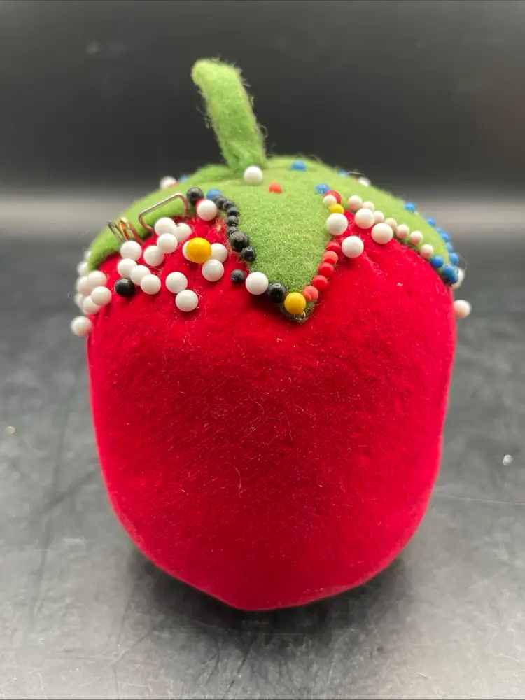 VTG Handmade Velvet Felt Tomato Pin Cushion
