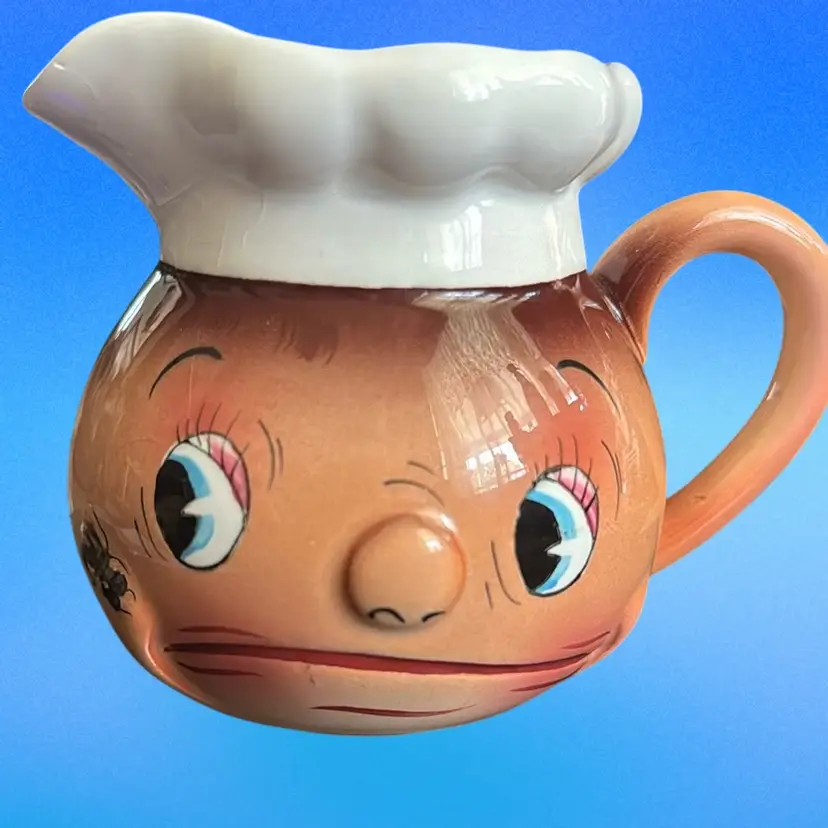 Vintage PY Ucagco “ Oh My A Fly” Anthropomorphic Chef Creamer