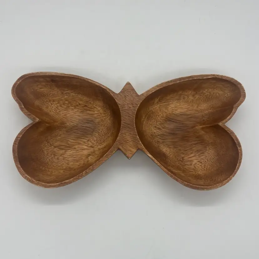 Acacia Wood Butterfly Serving Trinket Change Dish Catchall