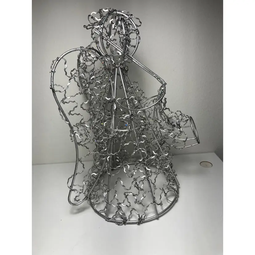 Metal Angel Statue Christmas Tree Topper Holiday Decor 8" tall