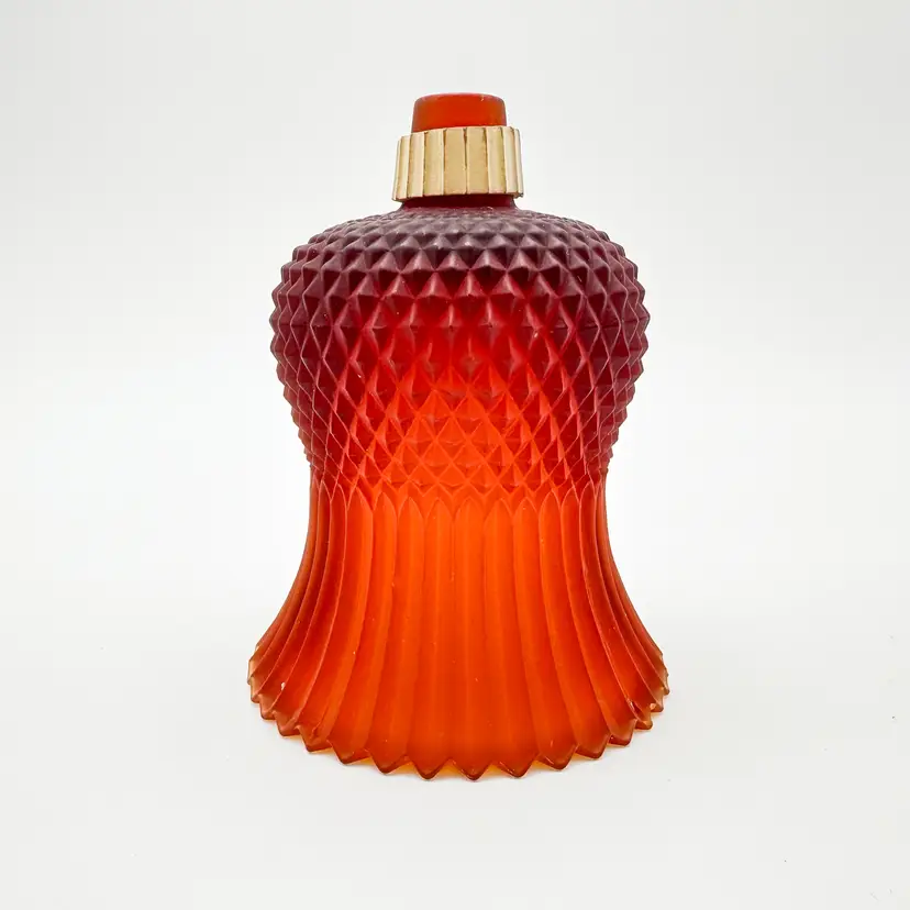 Vintage Amber Brown Glass Candle Holder Sconce Diamond Pattern 4.5 H x 3" W B25