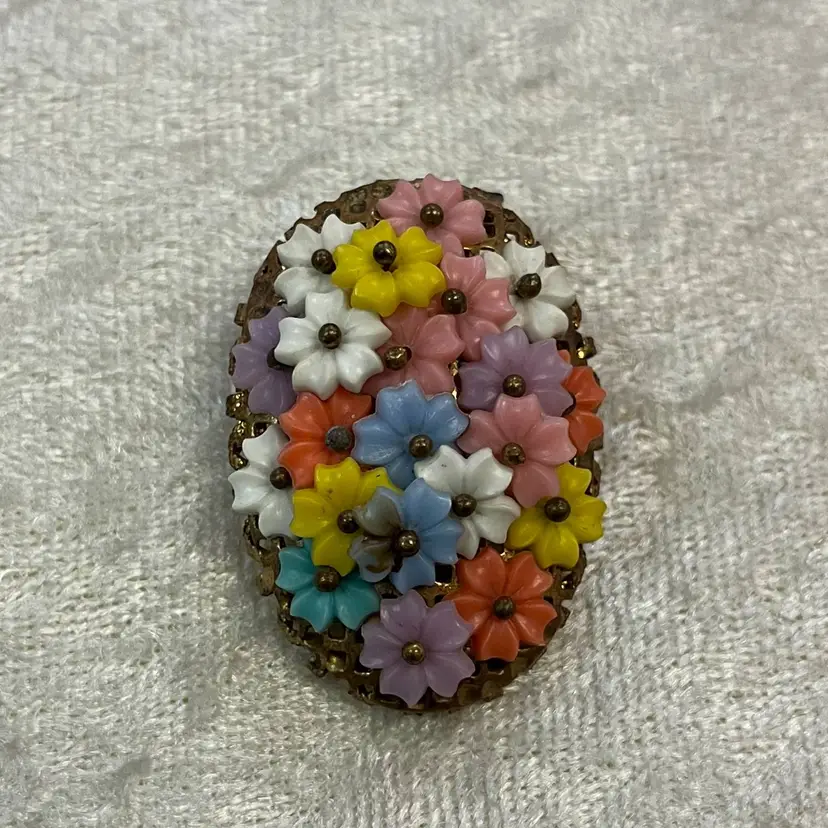 #6B - Early Miriam Haskell Clip Wired Celluloid Flower