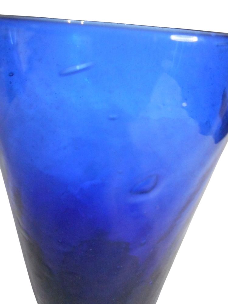 Vintage Handblown Rib Optic Cobalt Blue Glass or Vase Estate Find