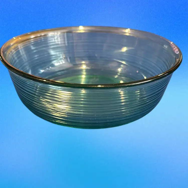 Vintage Arcoroc France Turquoise Ribbed Soup Bowls Set Of 4