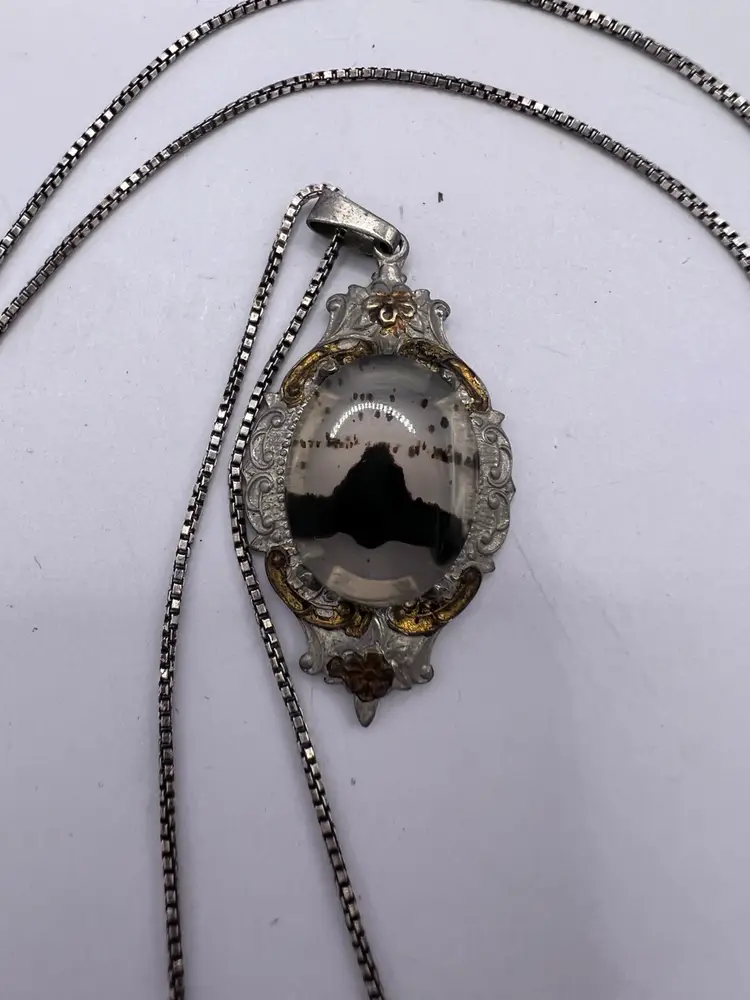 Rare Victorian Montana Agate Gold Over Sterling Necklace White Co