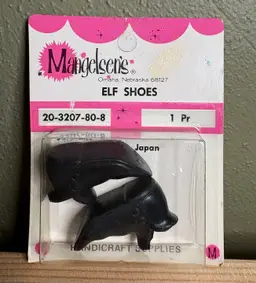 Vintage Mangelsen’s Elf Shoes 1 Pair Black 1.5” Crafting