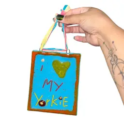 “I Love My Yorkie” Fused Glass Wall Décor