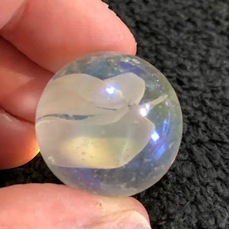 Clear w/White Swirl Glass Marble 1"