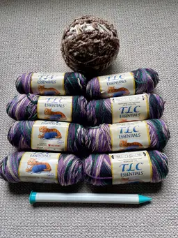 TLC Essentials Worsted Weight 2997 Sage Mary 8 Skiens Yarn, Crochet Hook, Zippered Bag