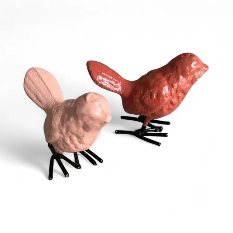 Pair Of Ganz Cast Iron Bird Figurines