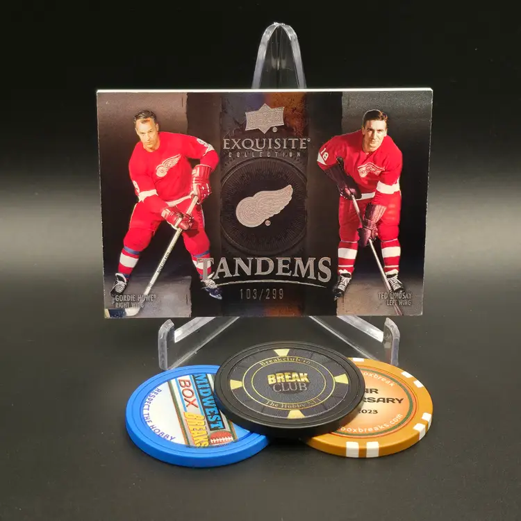 Gordie Howe Ted Lindsay 2024-25 Upper Deck Exquisite Collection Exquisite Tandems Insert Numbered 103/299 Card #ET-HL - Detroit Red Wings