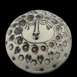 Moon Face Ceremonial Meditation Rattle Handmade 3.5” x 2”