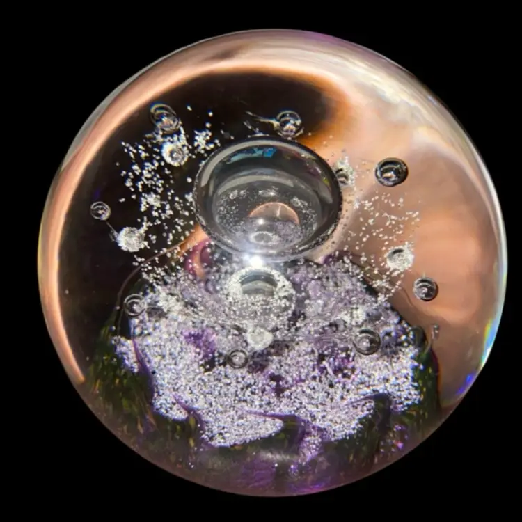 #38- Vintage 1992 Selkirk Limited Edition #353/500 Signed Art Glass Paperweight - Blues  3"